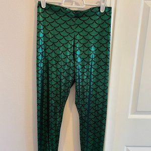 Teal Shiny Mermaid Leggings